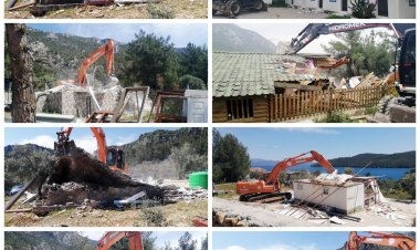 Akbük Koyu’nda Kaçak Yapıların 1. Etap Yıkımları Tamamlandı