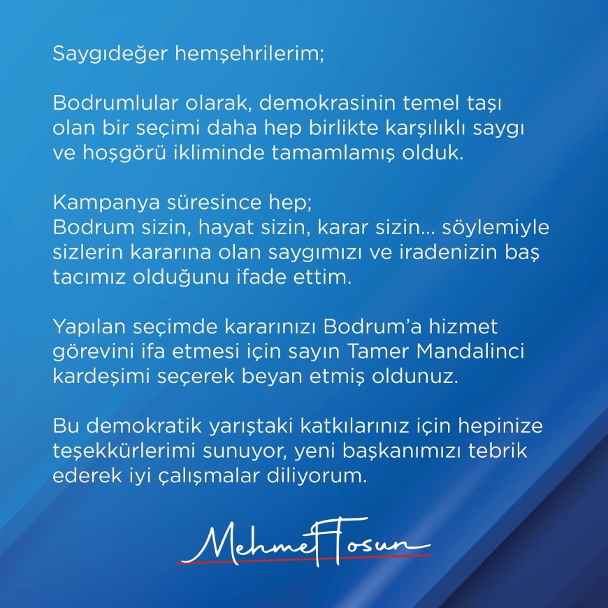 Mehmet Tosun'dan Seçimlere İlişkin İlk Açıklama