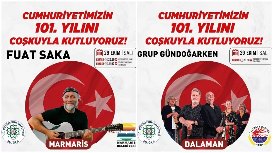 Cumhuriyet’in 101.Yaşı Muğla’da Coşkuyla Kutlanıyor