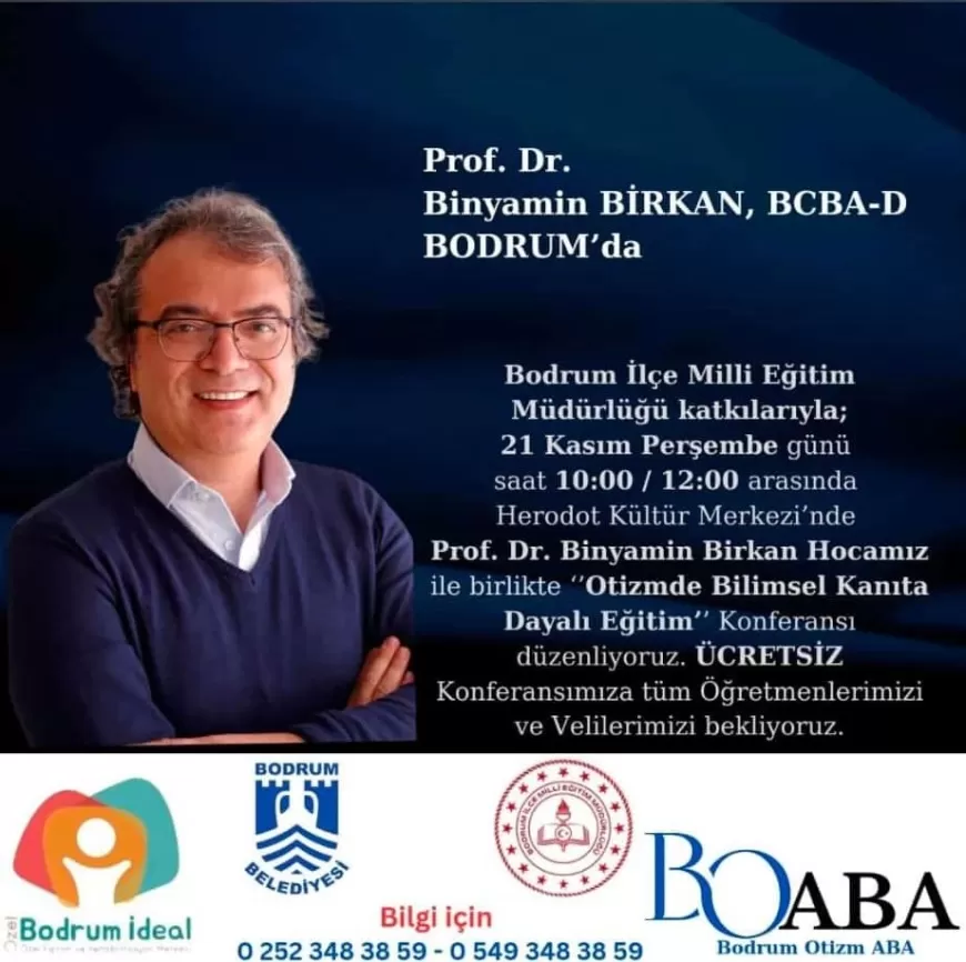 Bodrum’da Otizm Odaklı Eğitim Konferansı: Prof. Dr. Binyamin Birkan’dan Uygulamalı Davranış Analizi