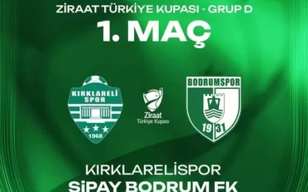 Ziraat Türkiye Kupası Grup D İlk Maçında Sipay Bodrum FK, Kırklarelispor’a Konuk Oluyor