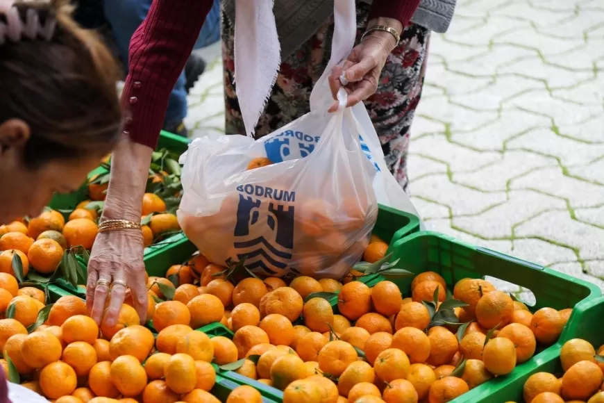 Belediye Meydanında Mandalina Dağıtımı