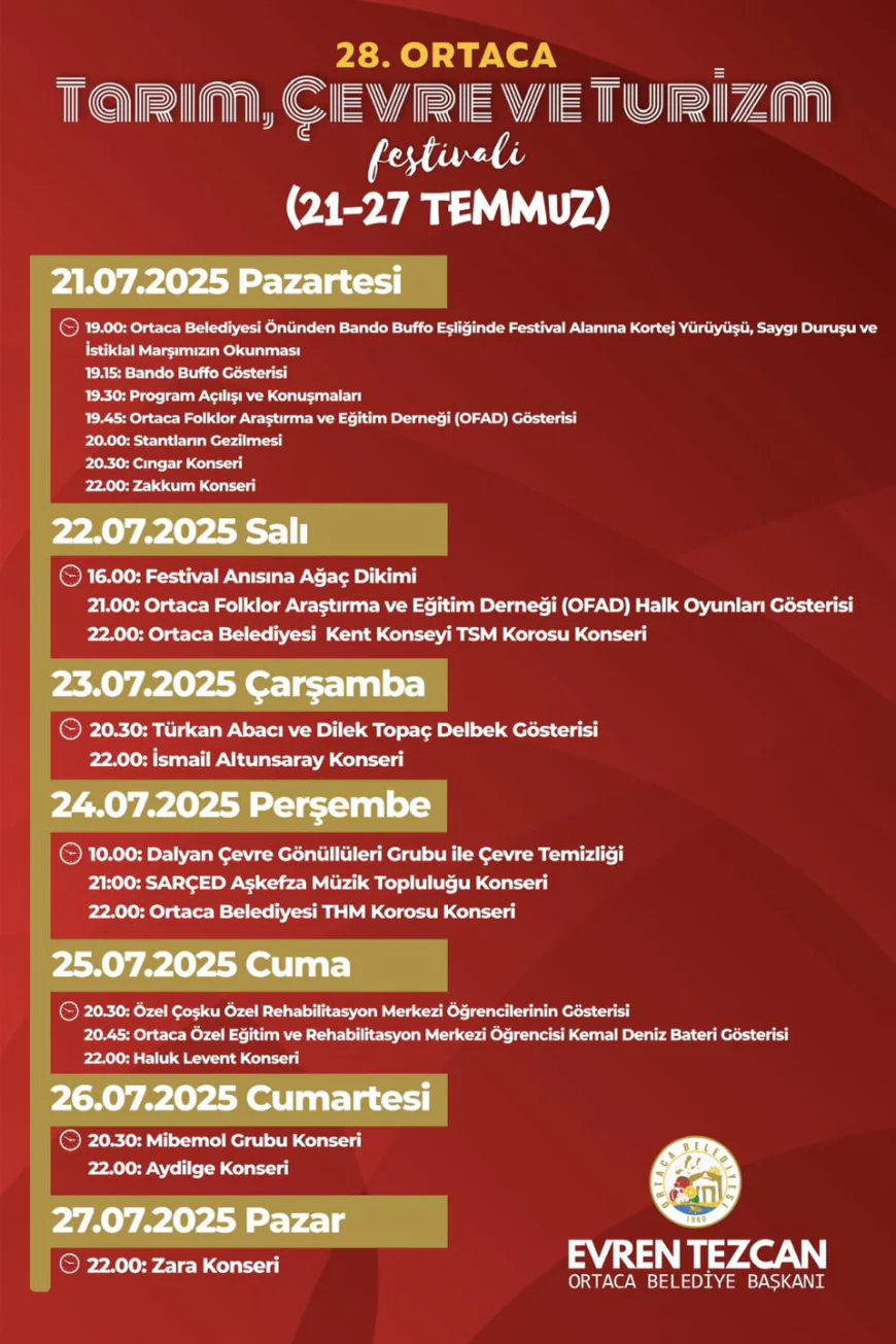 Ortaca Kültür ve Sanat Festivali 21-27 Temmuz Tarihleri Arasında Gerçekleşiyor