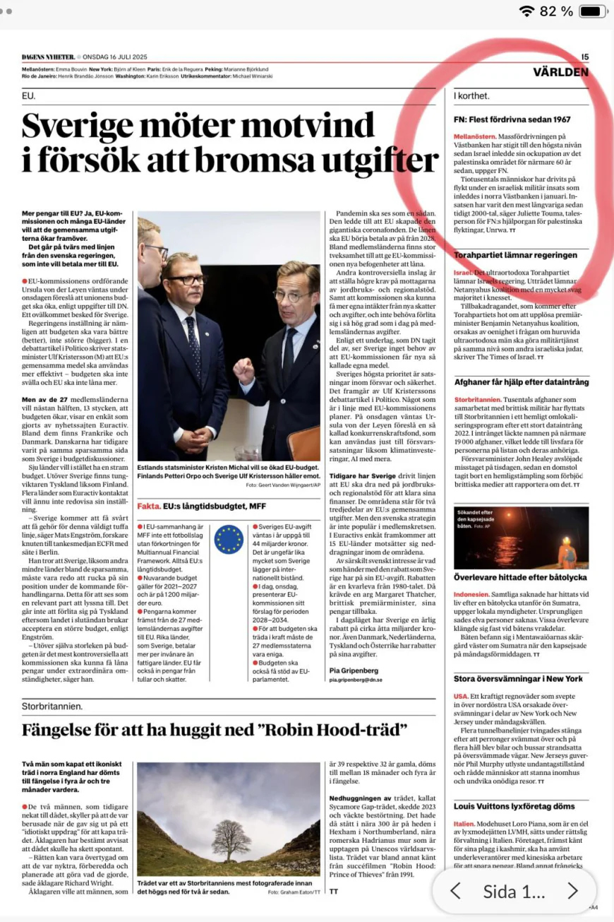 İsveç’in Büyük Gazetesinin Küçük Haberi