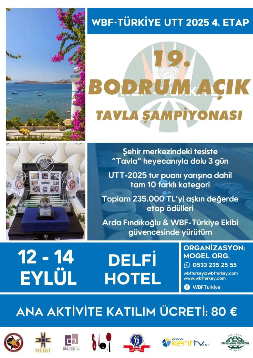 Bodrum Açık Tavla Şampiyonası 12-14 Eylül’de Tavla Tutkunlarını Buluşturacak