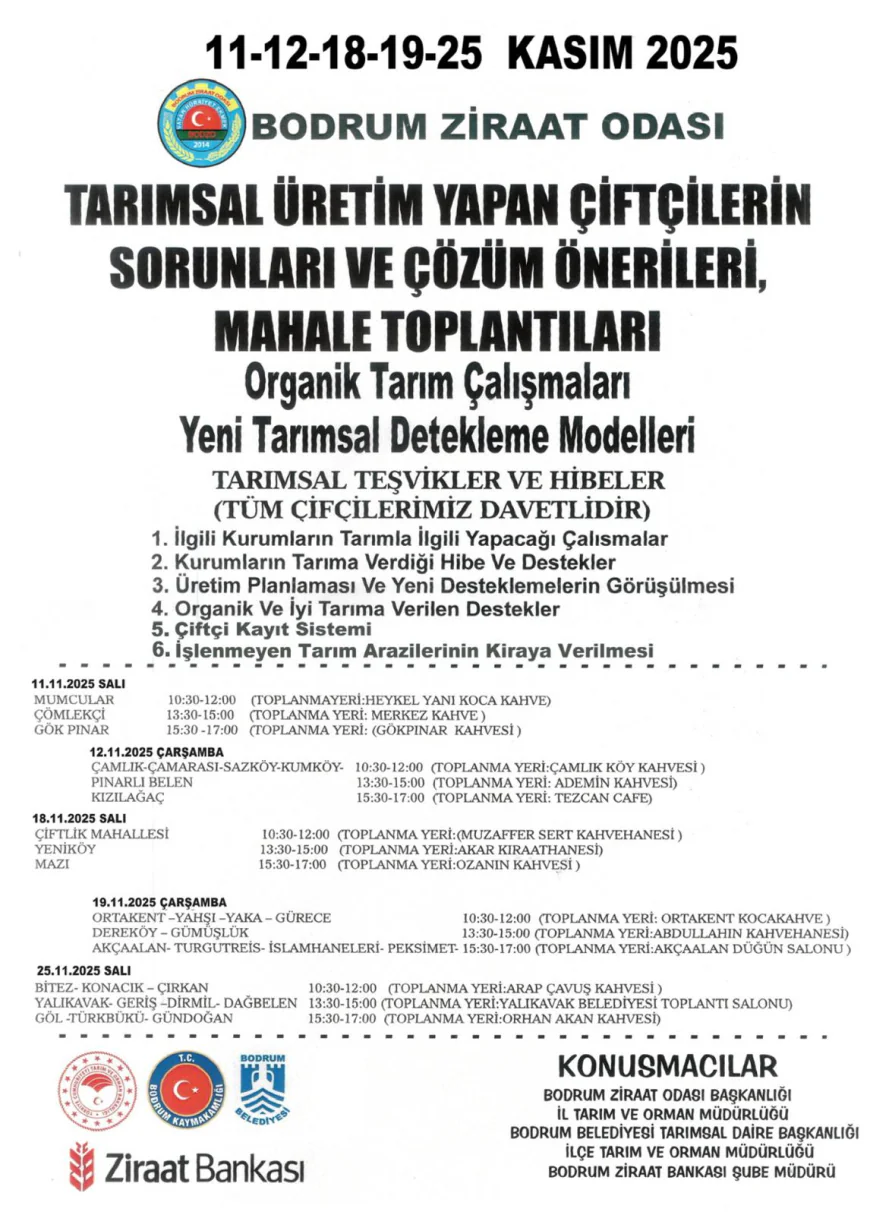 Bodrum Ziraat Odası’ndan Çiftçilere Mahalle Toplantılarıyla Bilgilendirme Desteği
