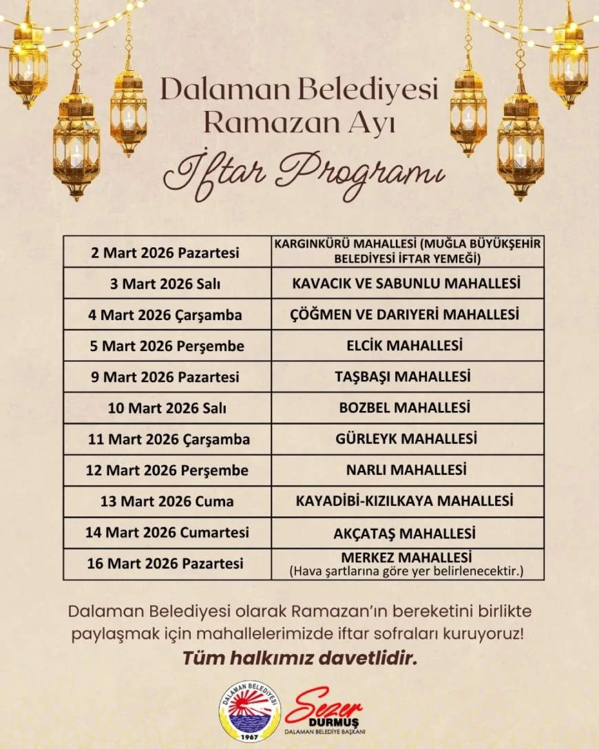 Dalaman’da Ramazan Bereketi: 11 Mahallede Dev İftar Sofraları Kuruluyor