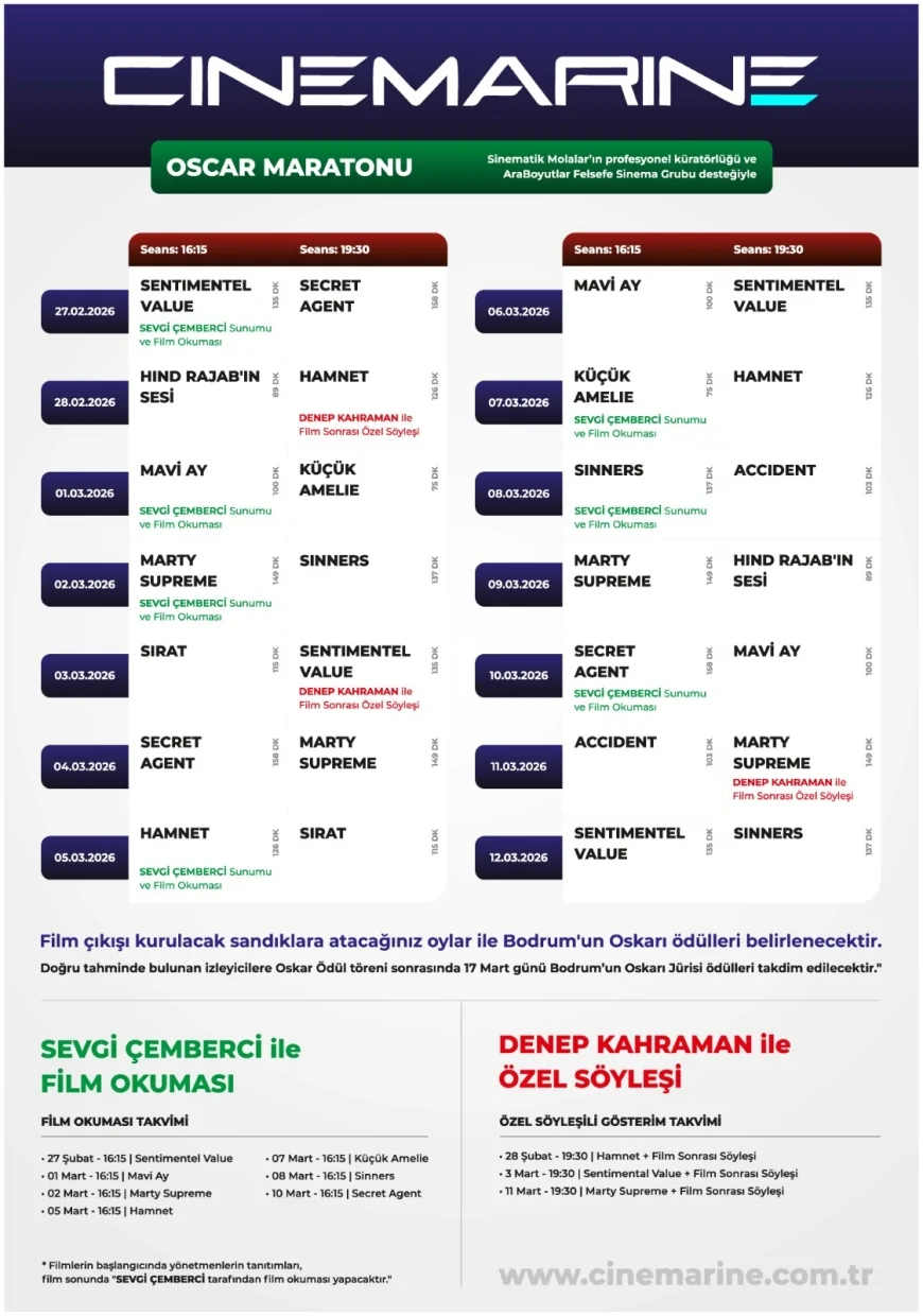 Cinemarine Sinemaları Oscar Maratonu Bodrum'da Başlıyor: 10 Dev Film Ve Görkemli Final