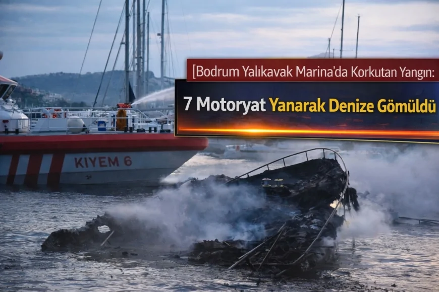 Bodrum Yalıkavak Marina’da Korkutan Yangın: 7 Motoryat Yanarak Denize Gömüldü