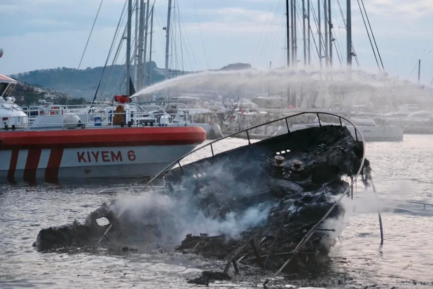 Bodrum Yalıkavak Marina’da Korkutan Yangın: 7 Motoryat Yanarak Denize Gömüldü