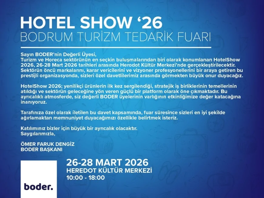 Hotel Show 2026 Bodrum’da Kapılarını Açıyor: Turizm Ve Gastronomi Dünyası Bu Fuarda Buluşuyor