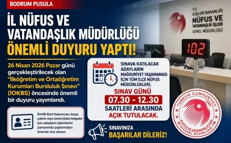 Öğrencilere Sınav Öncesi Nüfus Müdürlüğü Desteği: Bursluluk Sınavı İçin Nöbetçi Müdürlükler