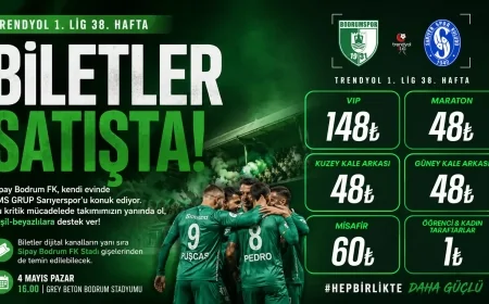Sipay Bodrum FK – SMS GRUP Sarıyerspor Maçı Biletleri Genel Satışa Sunuldu