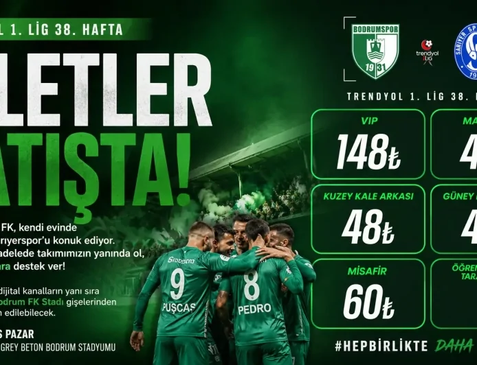 Sipay Bodrum FK – SMS GRUP Sarıyerspor Maçı Biletleri Genel Satışa Sunuldu