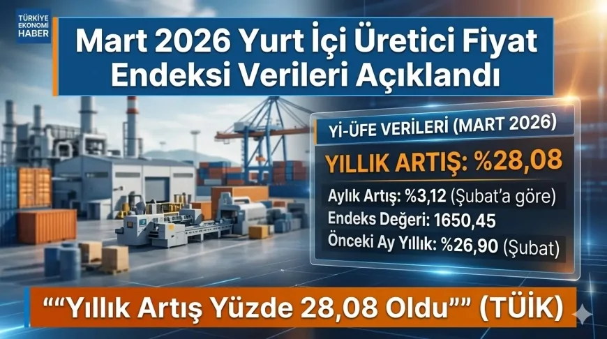 Mart 2026 Yurt İçi Üretici Fiyat Endeksi Verileri Açıklandı: Yıllık Artış Yüzde 28,08 Oldu