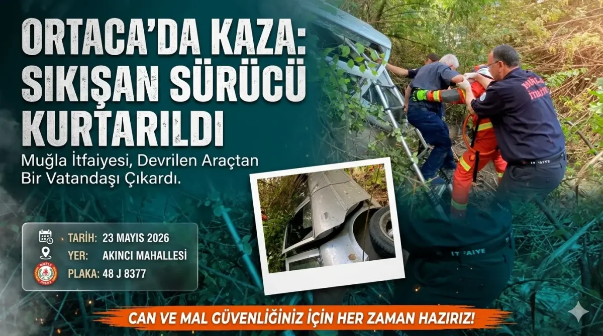 Ortaca’da Trafik Kazası: Kanal İçine Devrilen Araçta Sıkışan Vatandaş Kurtarıldı