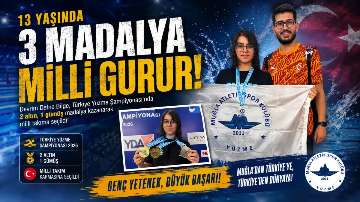 Muğlalı 13 Yaşındaki Yüzücü Devrim Defne Bilge Türkiye Şampiyonu Oldu