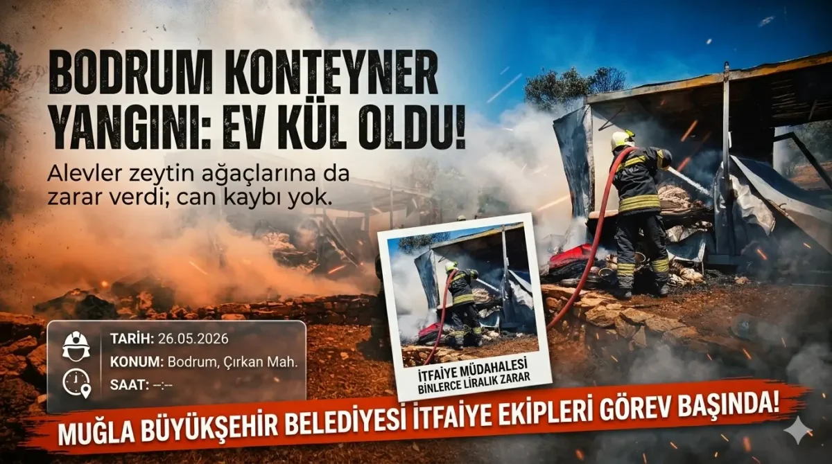 Bodrum’da Konteyner Ev Alev Alev Yandı: Zeytin Ağaçları Da Zarar Gördü