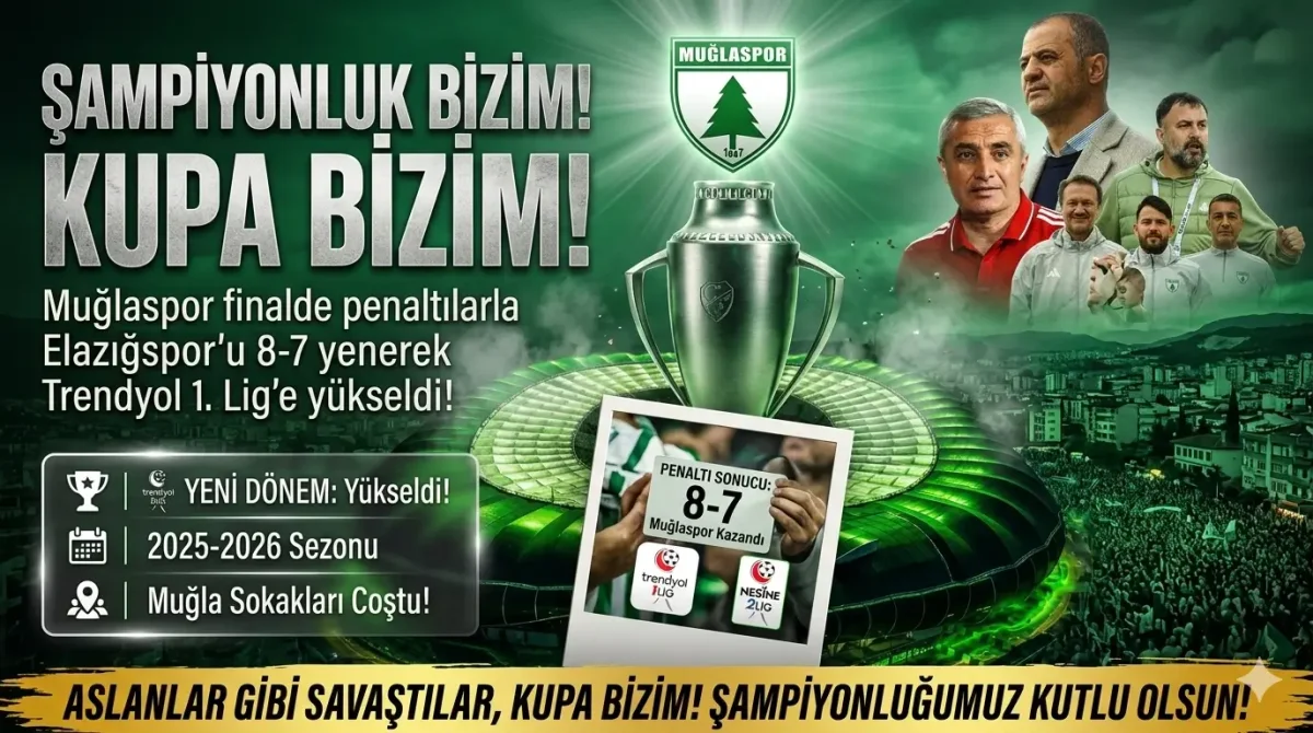 Muğlaspor Trendyol 1. Lig'de: Tarihi Finalde Penaltılarla Elazığspor'u Devirdi