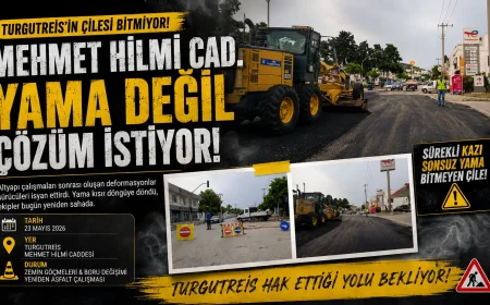Turgutreis’in Ana Arterinde Yama Çilesi: Mehmet Hilmi Caddesi’nde Asfalt Yenileme Çalışması