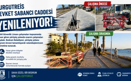 Turgutreis Şevket Sabancı Caddesi'nde Onarım Seferberliği: Bayram Öncesi Yenileniyor
