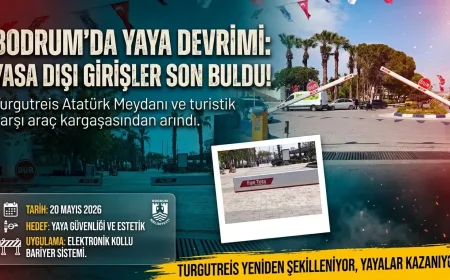 Turgutreis Atatürk Meydanı’nda Kaçak Geçişlere Elektronik Bariyerli Çözüm