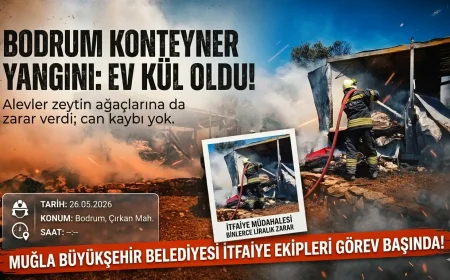 Bodrum’da Konteyner Ev Alev Alev Yandı: Zeytin Ağaçları Da Zarar Gördü