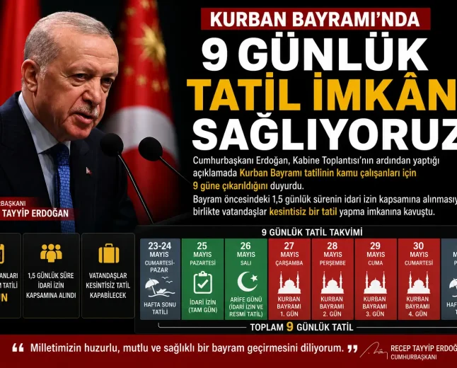 Kurban Bayramı Tatili 9 Güne Çıkarıldı: Cumhurbaşkanı Erdoğan'dan Milyonlara Müjde