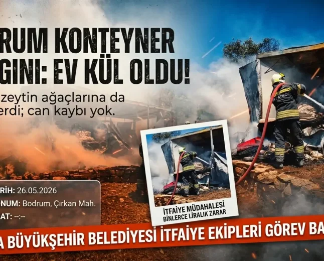 Bodrum’da Konteyner Ev Alev Alev Yandı: Zeytin Ağaçları Da Zarar Gördü