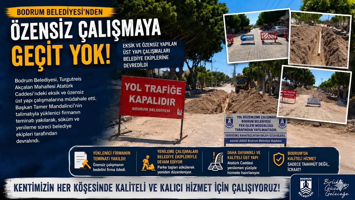 Bodrum Belediyesi’nden Turgutreis’te Hatalı İşlere Geçit Yok: Atatürk Caddesi’nde Yenileme Hamlesi