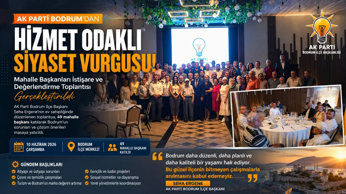 AK Parti Bodrum’da Mahalle Başkanlarıyla Strateji Toplantısı: "Bodrum Daha Kaliteli Bir Yaşamı Hak Ediyor"