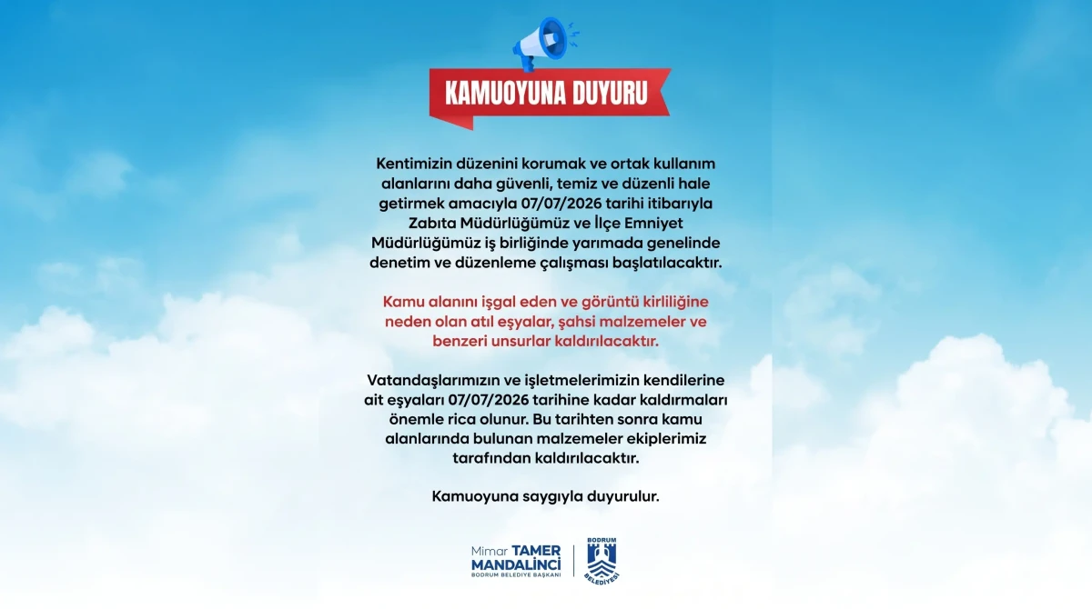 Bodrum Belediyesi'nden Kamu Alanlarında Yeni Düzenleme Dönemi