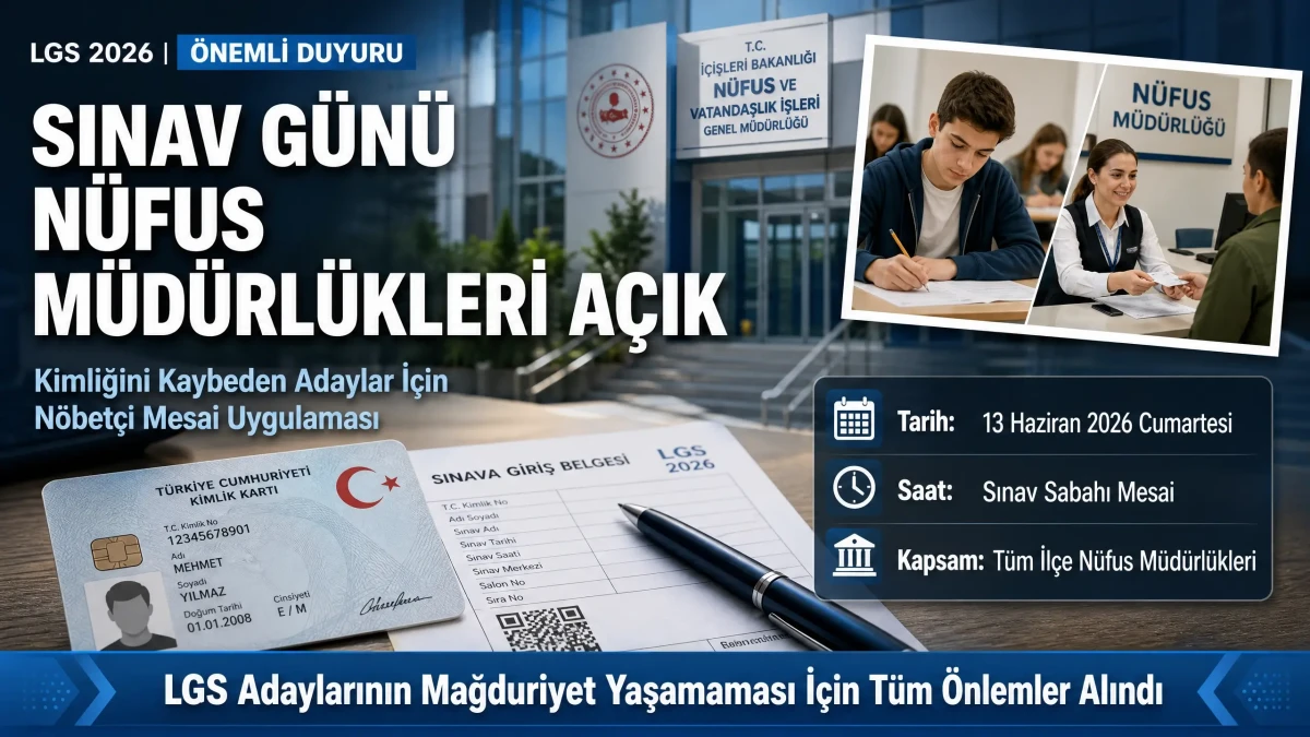 LGS Adaylarına Müjde: Nüfus Müdürlükleri Sınav Günü Açık Olacak