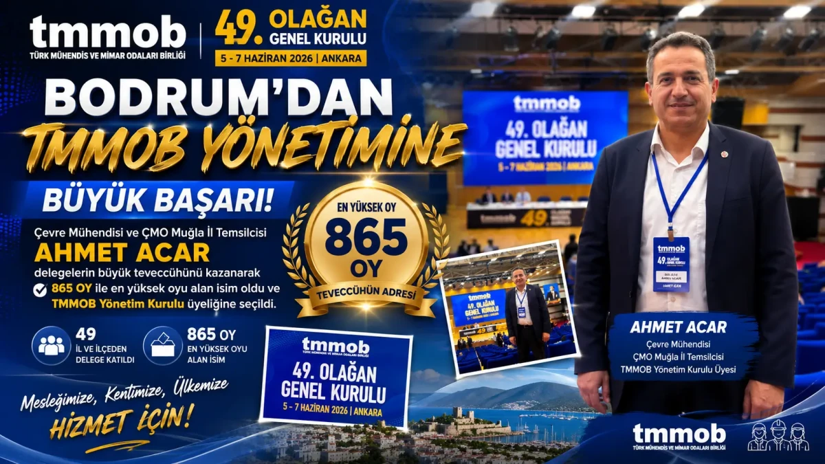 Bodrum’dan Çevre Mühendisi Ahmet Acar TMMOB Yönetiminde: Rekor Oyla Seçildi