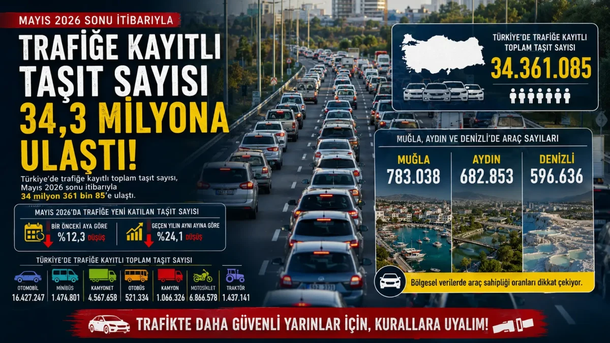 Türkiye Genelinde Trafiğe Kayıtlı Araç Sayısı 34 Milyonu Aştı: Mayıs Ayında Düşüş Eğilimi