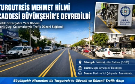 Turgutreis Ulaşımına Büyükşehir Dokunuşu: Mehmet Hilmi Caddesi’nde Şerit Çalışmaları Başladı
