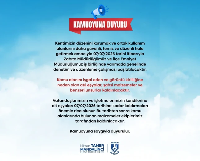 Bodrum Belediyesi'nden Kamu Alanlarında Yeni Düzenleme Dönemi