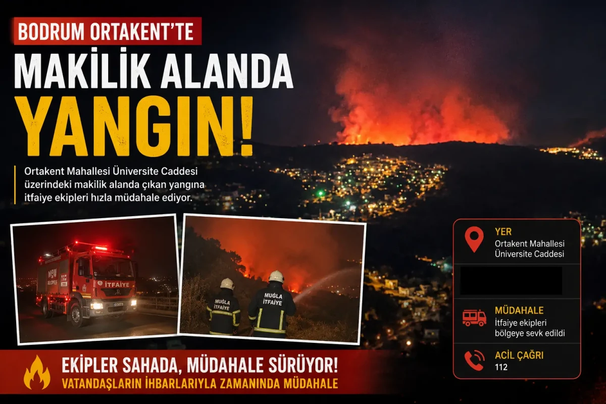 Ortakent’te Makilik Alanda Yangın: İtfaiye Ekipleri Müdahale Ediyor