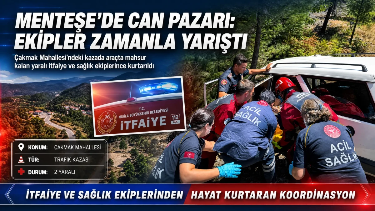 Menteşe’de Trafik Kazası: İtfaiye Ekipleri Araçta Mahsur Kalan Vatandaşı Kurtardı