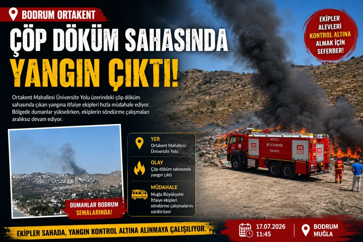 Bodrum Ortakent’te Çöp Sahasında Yangın: Ekipler Kontrol İçin Sahada