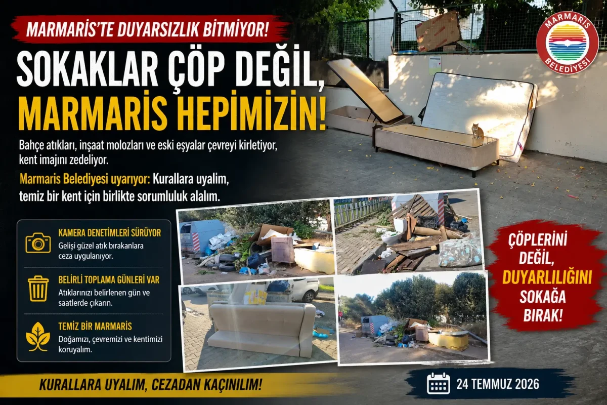 Marmaris’te Çirkin Görüntüler Tepki Çekiyor: Kurallara Rağmen Gelişigüzel Atılan Atıklar Kent İmajını Zedeliyor