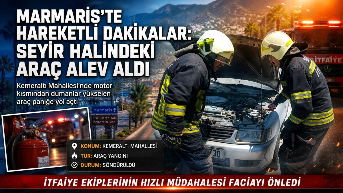 Marmaris’te Korkutan Araç Yangını: İtfaiye Ekipleri Alevlere Müdahale Etti