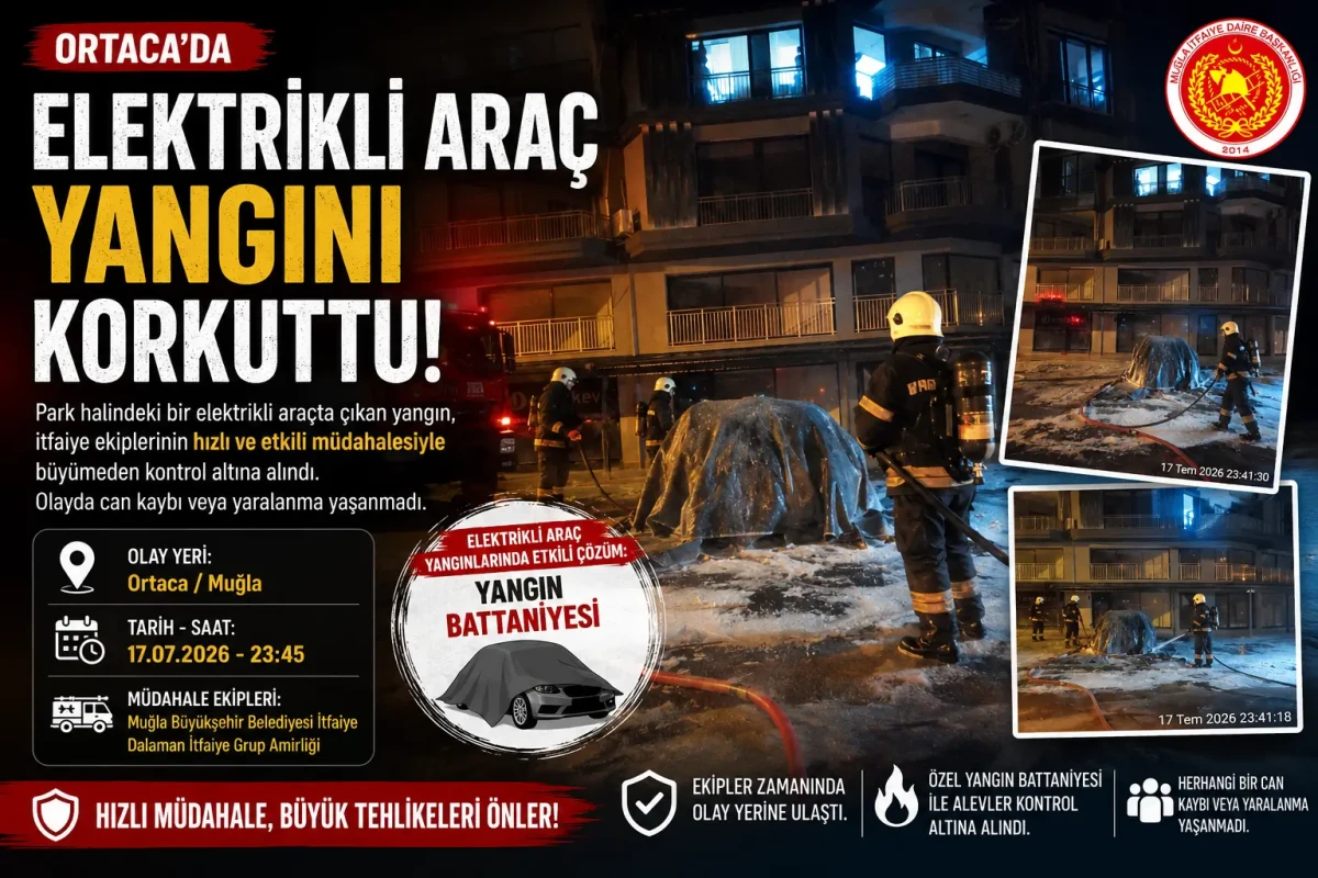 Ortaca’da Elektrikli Araç Yangını: İtfaiyeden Yangın Battaniyesi İle Müdahale