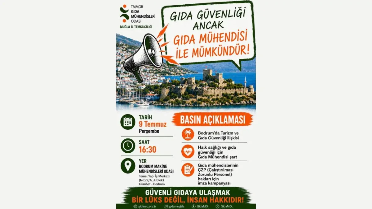 Gıda Mühendisleri Odası'ndan Bodrum'da Kritik Basın Açıklaması