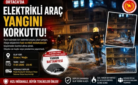 Ortaca’da Elektrikli Araç Yangını: İtfaiyeden Yangın Battaniyesi İle Müdahale