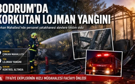 Bodrum Çırkan Mahallesi’nde Yangın: Lojman Alevlere Teslim Oldu