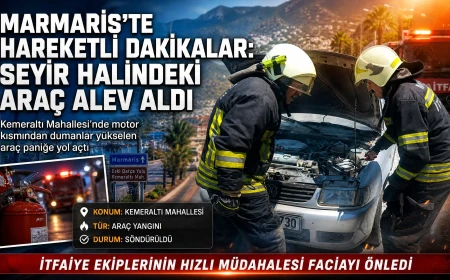 Marmaris’te Korkutan Araç Yangını: İtfaiye Ekipleri Alevlere Müdahale Etti