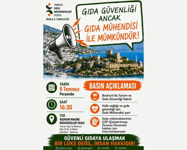 Gıda Mühendisleri Odası'ndan Bodrum'da Kritik Basın Açıklaması