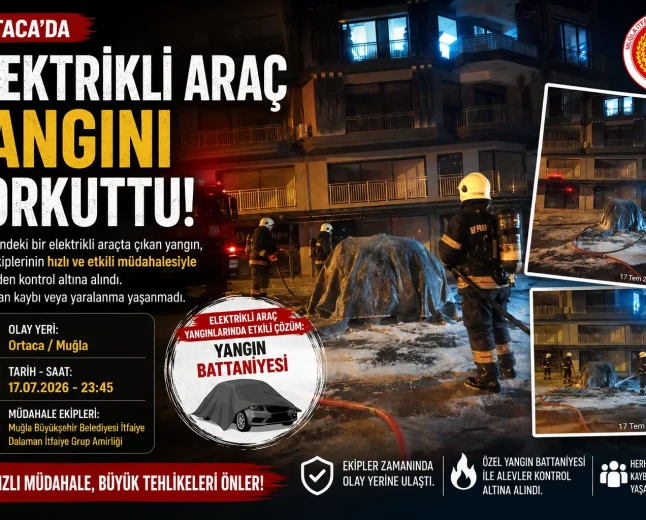 Ortaca’da Elektrikli Araç Yangını: İtfaiyeden Yangın Battaniyesi İle Müdahale