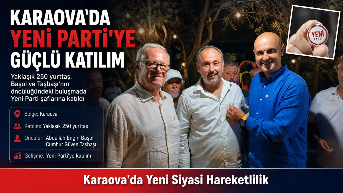 Karaova'da Yeni Parti'ye Yoğun Katılım: Abdullah Engin Başol Ve Cumhur Güven Taşbaşı Rozet Taktı